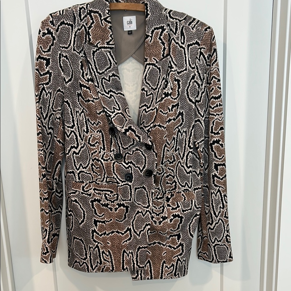 CAbi Brown and Black Blazer Jacket with Snake Skin Pattern
